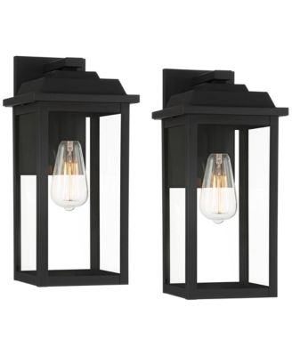 Eastcrest Modern Outdoor Wall Light Fixtures Set of 2 Textured Metal 15 Clear Glass for Post Exterior Barn Deck