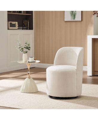 Swivel Barrel Dining Chair, Mid Century Modern Linen Accent Chair