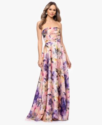 Women's Printed Strapless Ball Gown