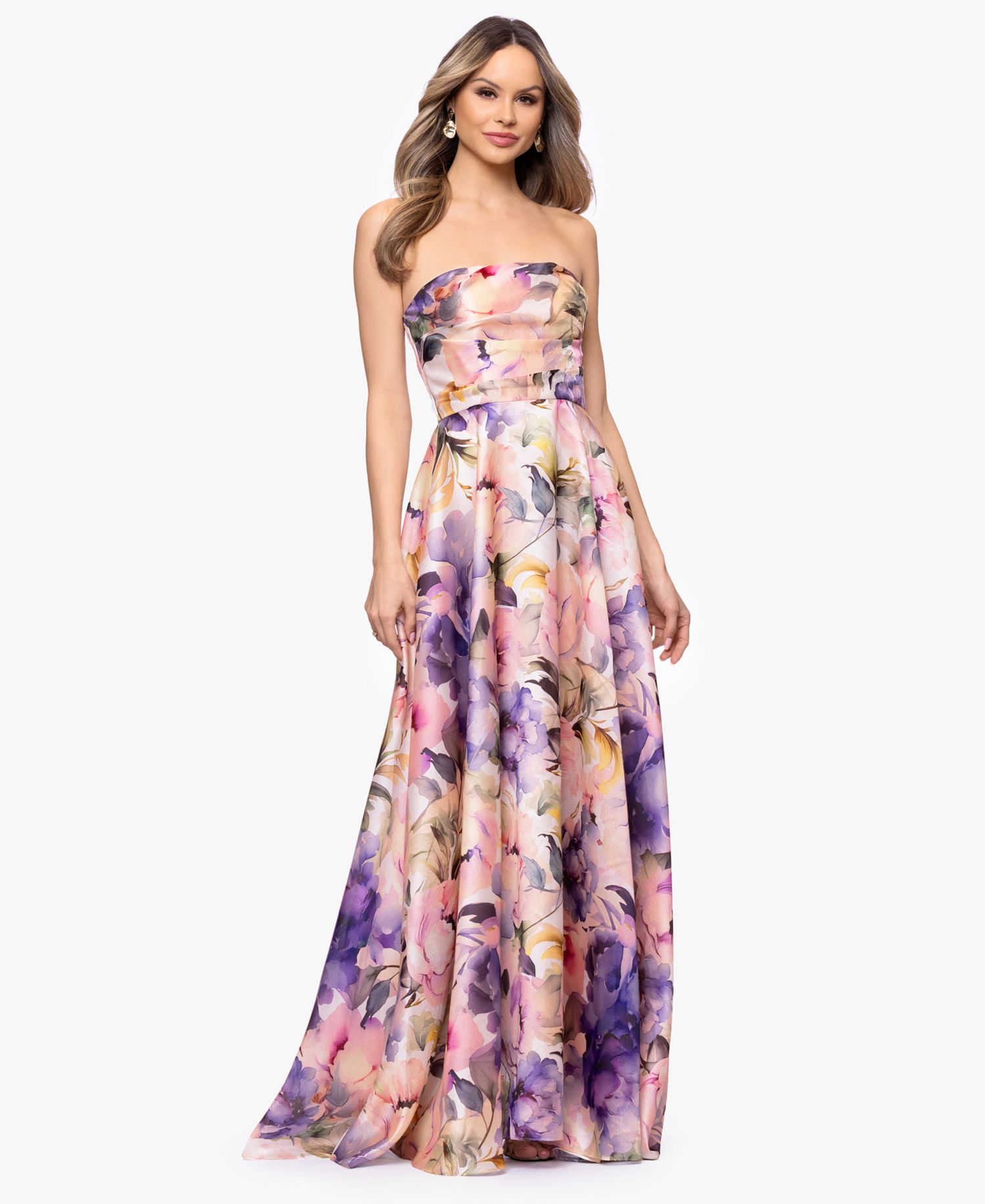 Women's Printed Strapless Ball Gown