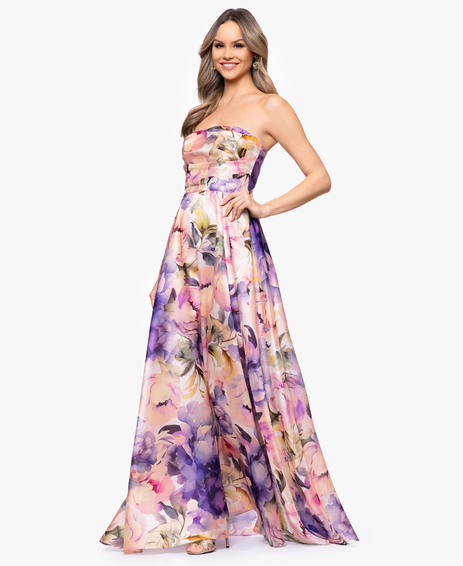 Women's Printed Strapless Ball Gown