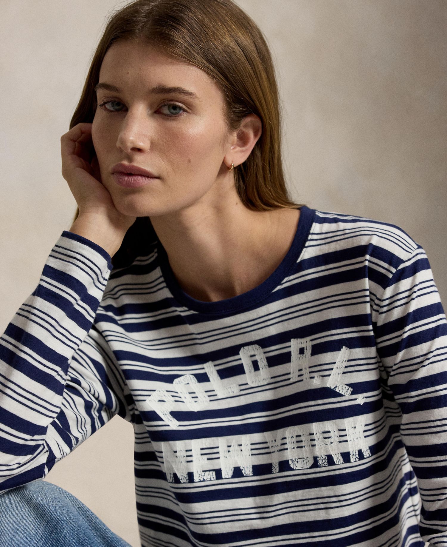 Women's Striped Crewneck Long-Sleeve T-Shirt