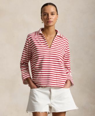 Women's Striped Split-Placket Mariner Pull-On T-Shirt