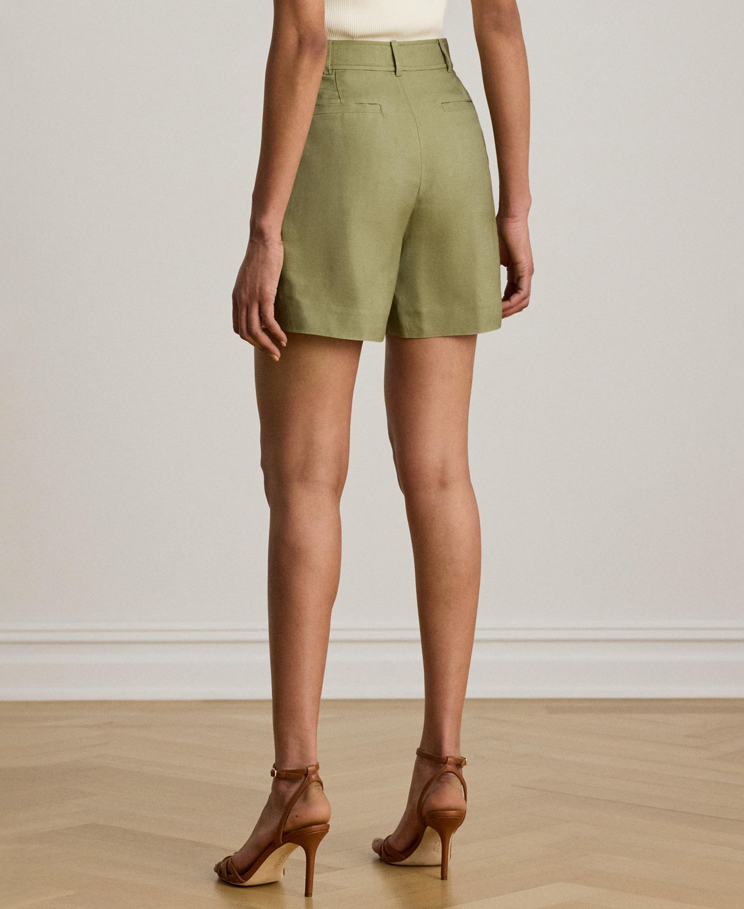 Women's High-Rise Pleated Twill Shorts