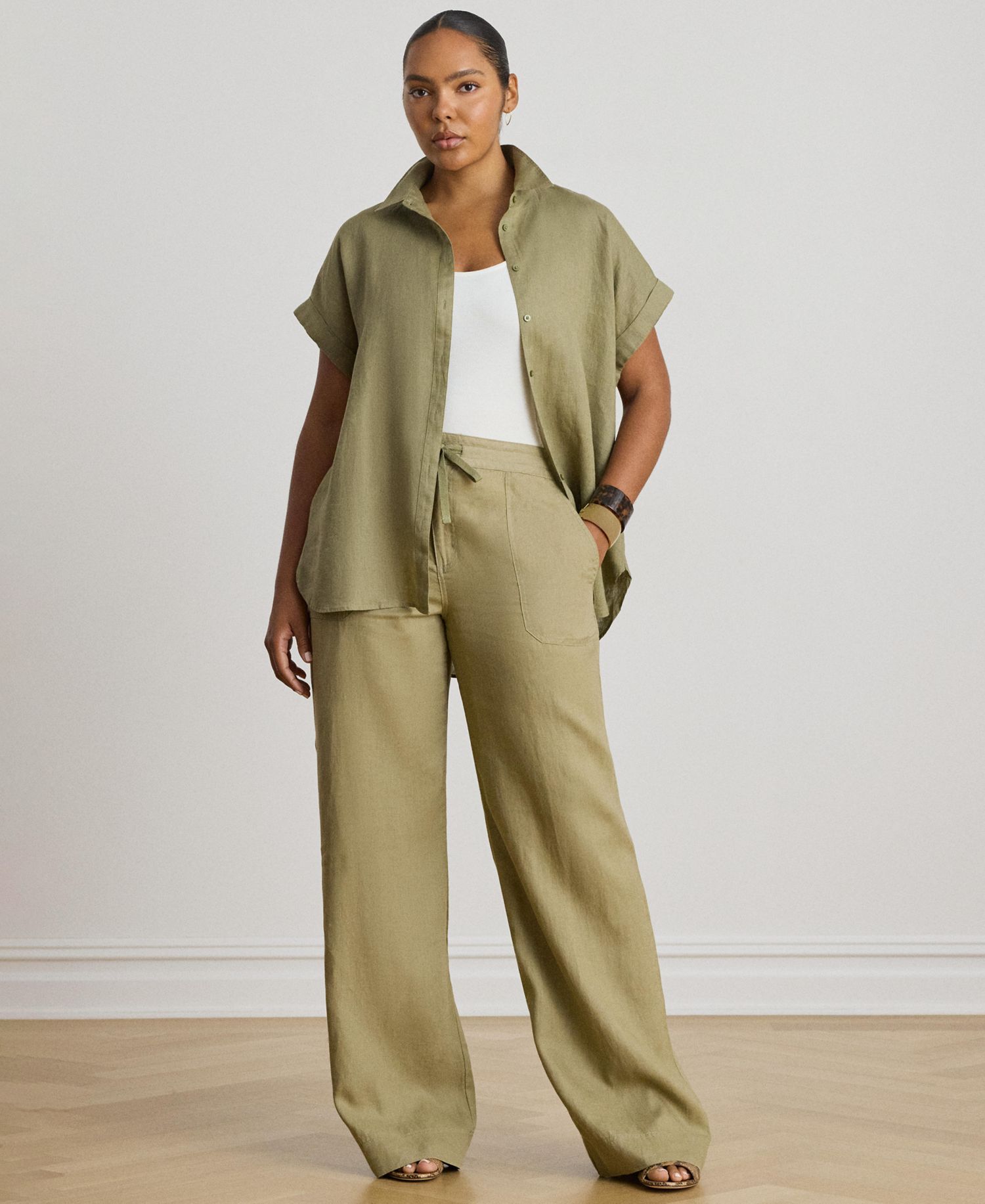 Dolman-Sleeve 100% Linen Shirt