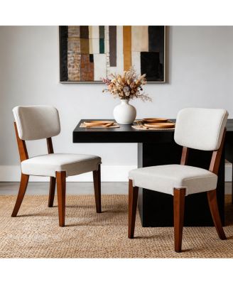 Armless Dining Chairs Set of 2 with Wood Legs