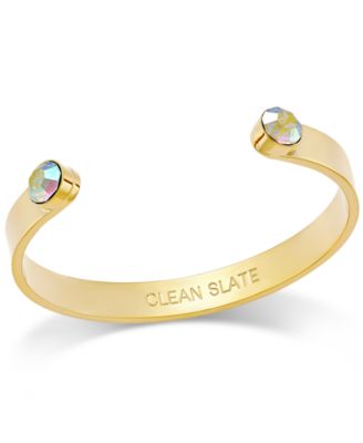 kate spade new york - Gold-Tone Polished "Clean Slate" Crystal-Enhanced Cuff Bracelet