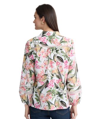 Women's Printed Button-Front Long-Sleeve Shirt