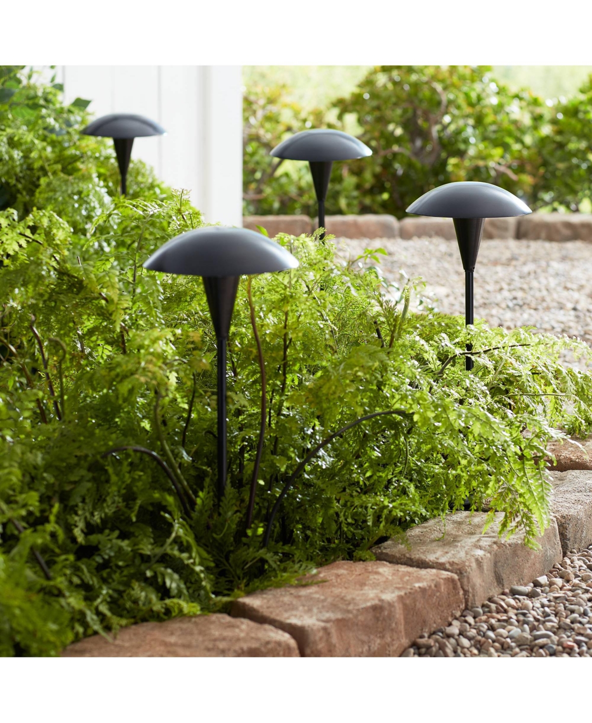 John Timberland Mushroom High Mid Century Modern 8-Piece Outdoor Landscape Lighting Set Porch House Led Bulb Metal Shade