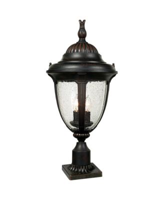 Casa Sierra Vintage Rustic Outdoor Post Light Bronze with Pier Adapter 24  Clear Seeded Glass for Exterior Barn Deck House Porch