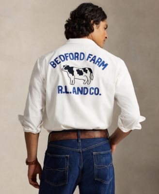 Men's Embroidered Herringbone Overshirt