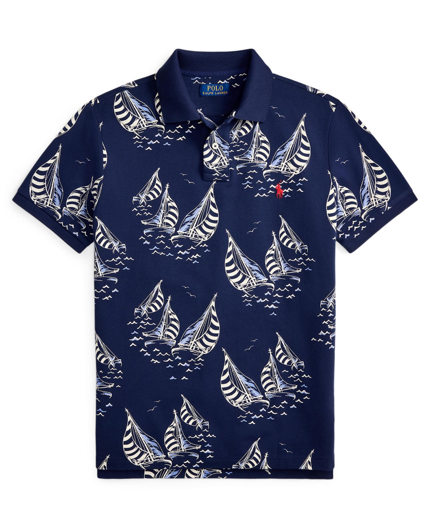 Men's Classic-Fit Sailboat Mesh Polo Shirt