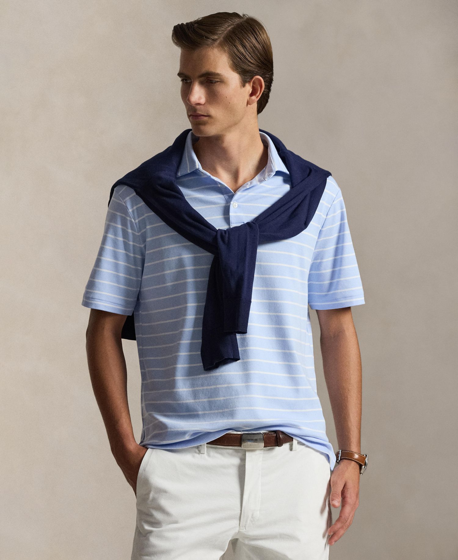 Classic Striped Soft Cotton Polo Shirt