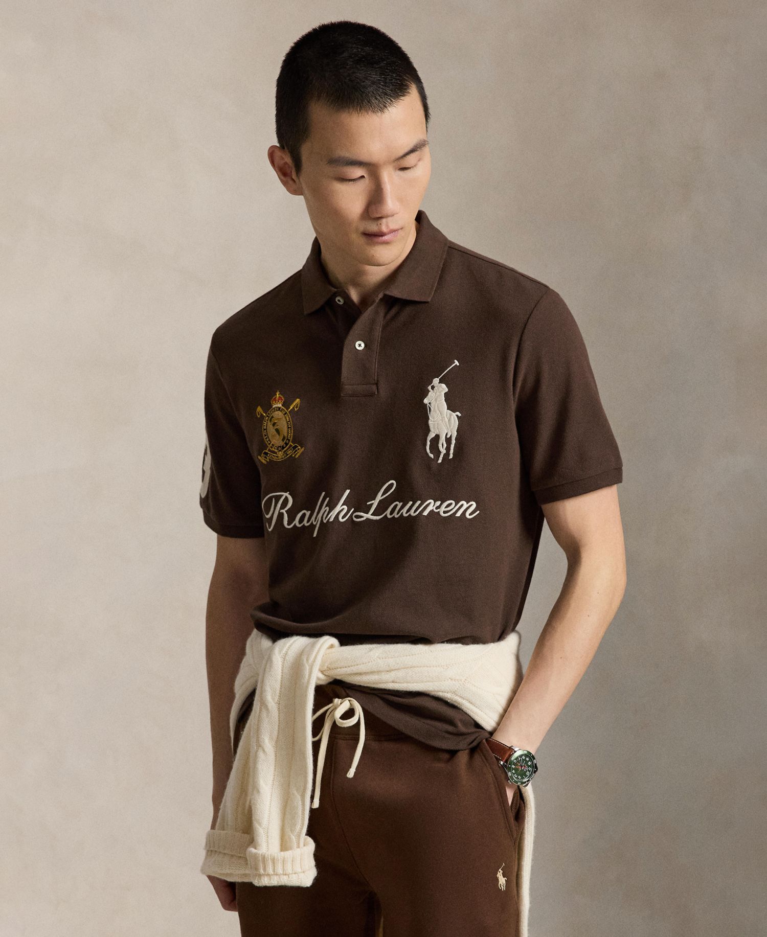 Men's Custom Slim-Fit Big Pony Mesh Polo Shirt