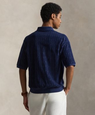 Men's Classic-Fit Cable-Knit Terry Polo Shirt thumbnail 4