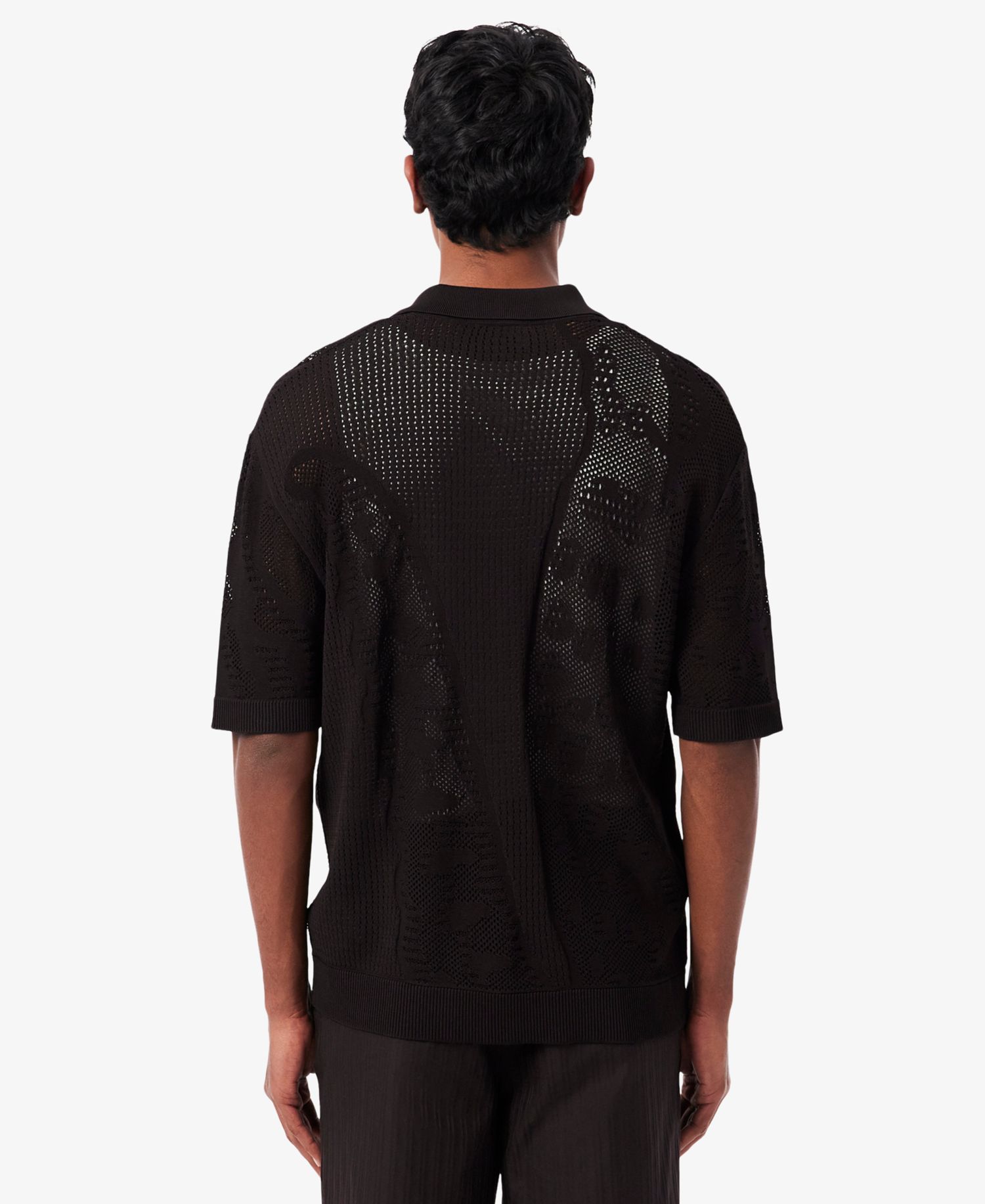 Men's Lacy Knit Polo Collar Sweater Shirt