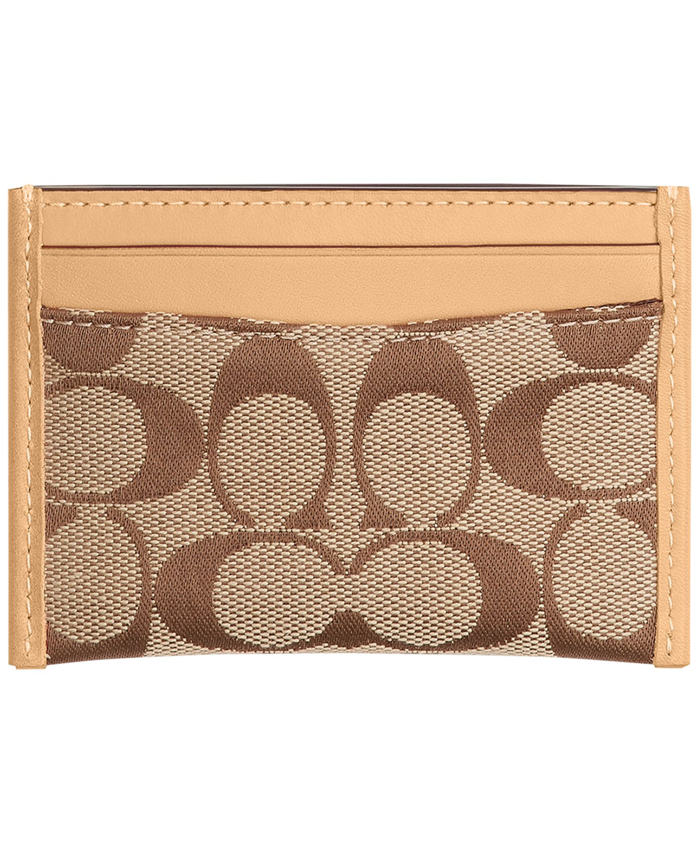 Футляр для карт Coach Essential из жаккарда с фирменным узором, цвет: Латунный / Хаки персиковый — фото 2