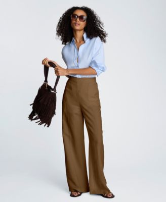 Women's Pull-On Linen Wide-Leg Pants
