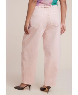 Women's Pink Wash Barrel Leg Jean
