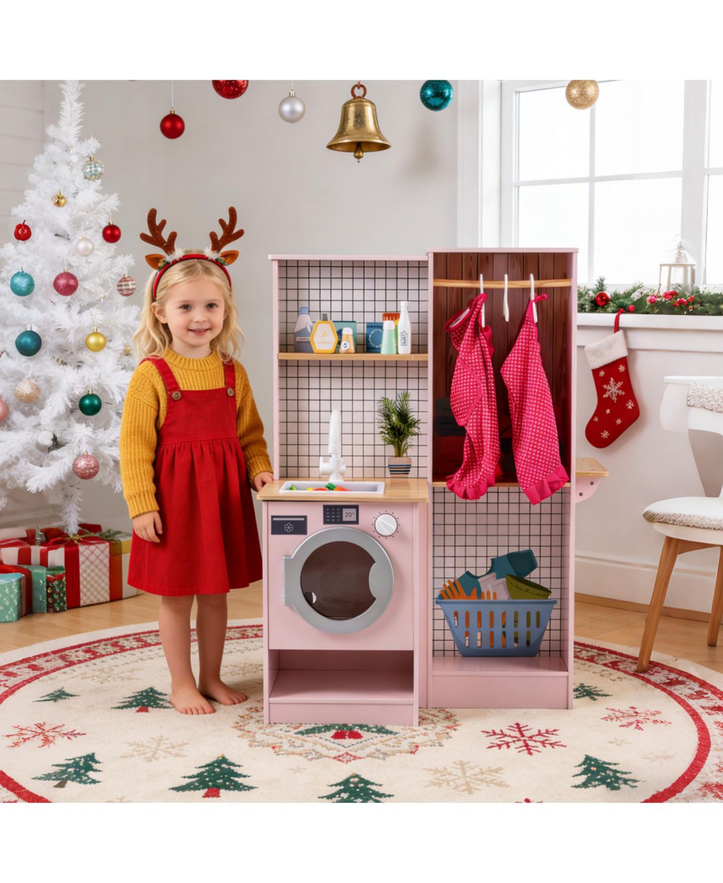 Детская игрушка Slickblue Corner Play Kitchen with Lights and Sounds, Ages 3+, цвет: Розовый — фото 2