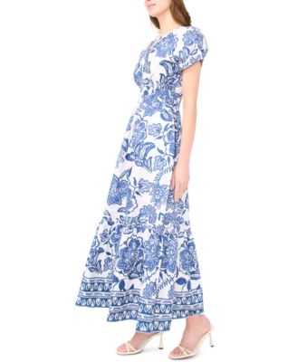 Women's Short-Sleeve V-Neck Maxi Dress