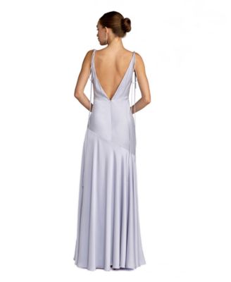 Women's Charmeuse Cowl Neck Tie Strap Maxi Gown