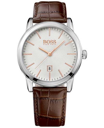 BOSS Hugo Boss Men's Classic 1 Brown Leather Strap Watch 40mm 1513399