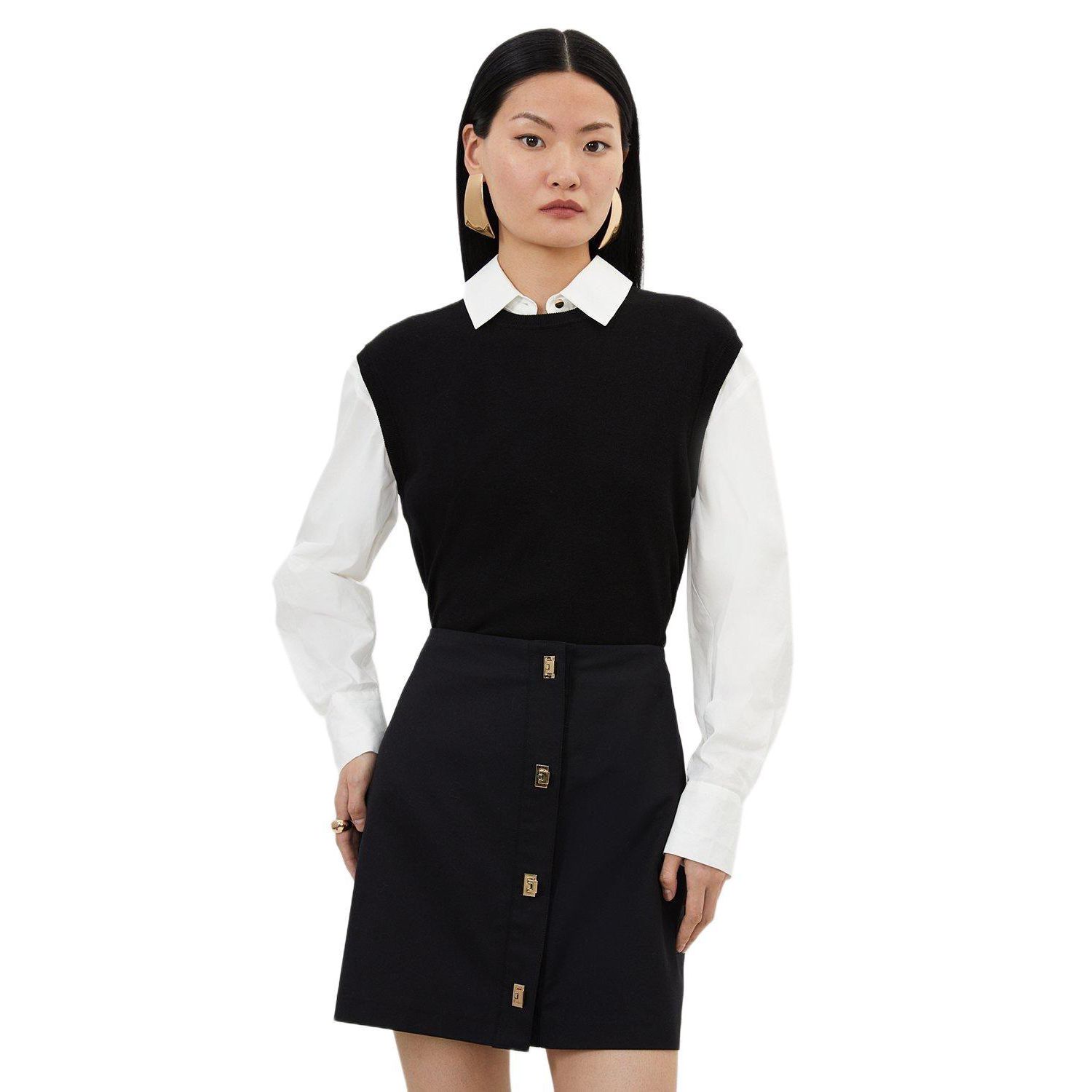 Women's Techno Cotton Gold Clasp Skirt