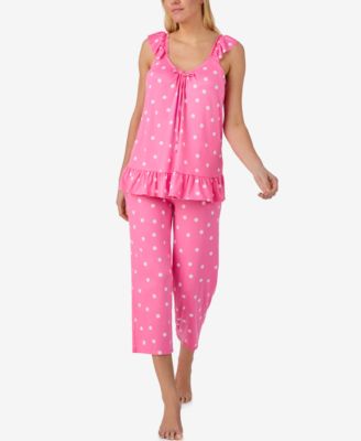 Women's Flutter-Sleeve Top and Cropped Pajama Pants, 2-Piece Set