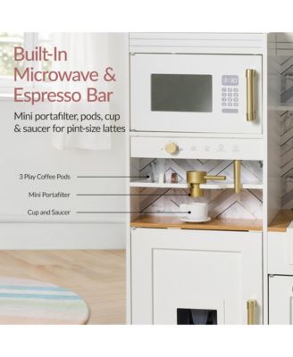 Deluxe Pretend Play Kitchen with Island, Espresso Machine Version