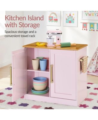 Deluxe Pretend Play Kitchen with Island, Espresso Machine Version