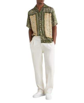Men's Paisley-Print Cuban-Collar Shirt