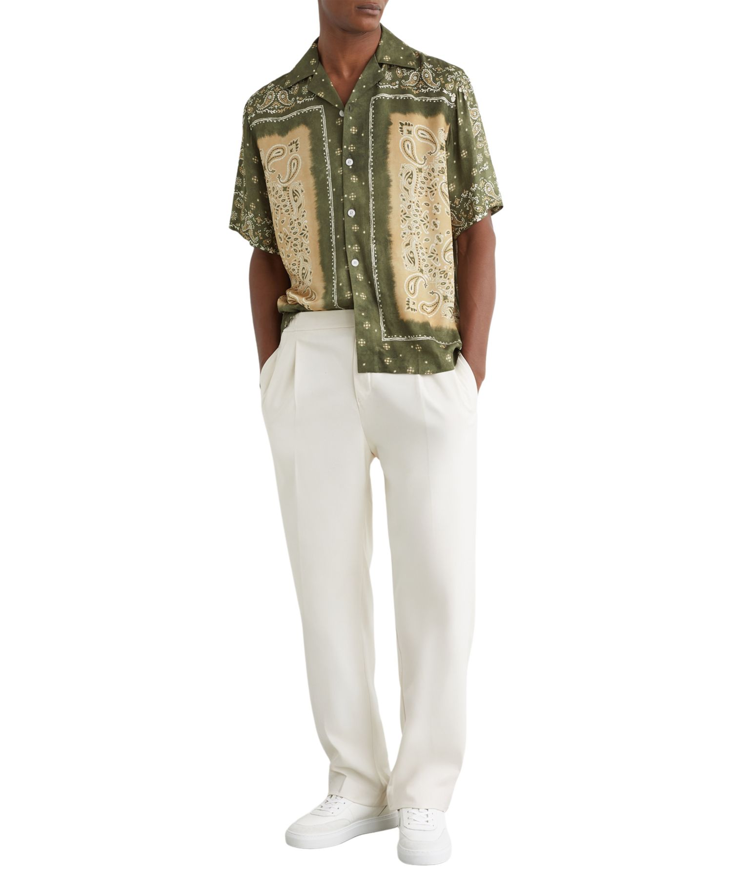 Men's Vicente Paisley-Print Cuban-Collar Shirt