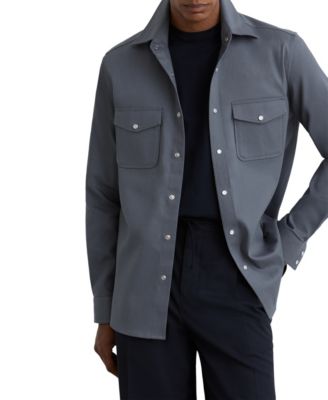 Men's Cotton-Twill Twin-Pocket Stretch Overshirt