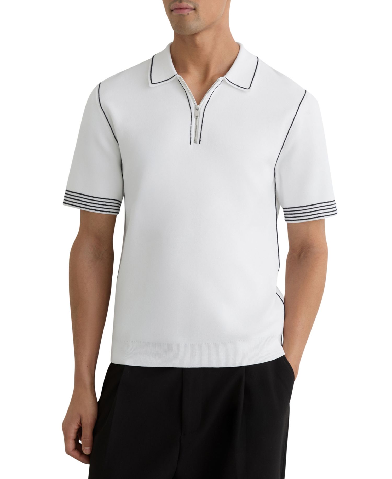 Men's Mason Stitch-Detail Half-Zip Polo Shirt