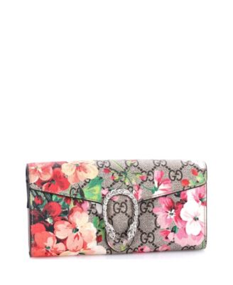 Long Dionysus Chain Wallet Blooms Print GG Coated Canvas