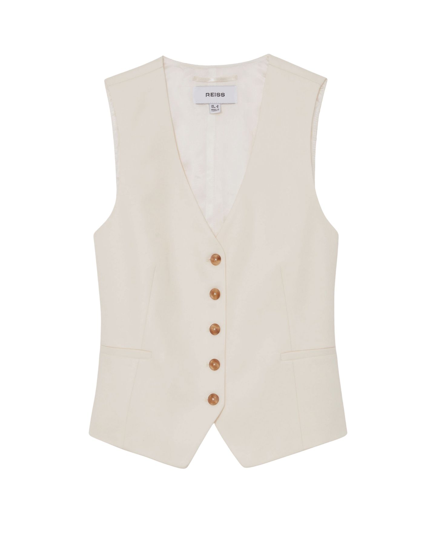 Женские куртки REISS Malin Button-Through Tailored Waistcoat, цвет: Кремовый — фото 4