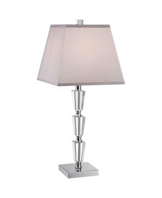 Deco Collection 27" Tall Modern Table Lamp Chrome Finish Metal Stacked Crystal Single Living Room Bedroom