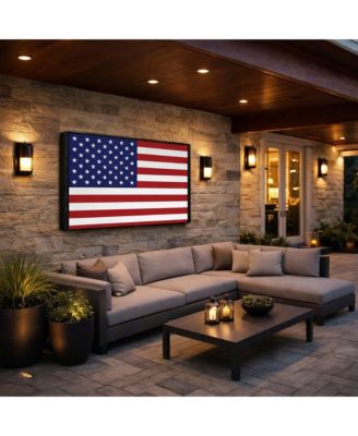 Outdoor TV Cover for 52-55" TVs, 600D Waterproof Weatherproof Protector with Zipper and Remote Pocket, American Flag