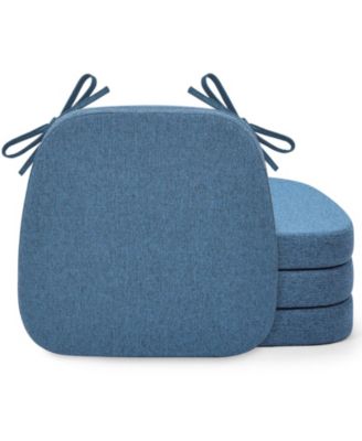 4PC Kitchen Chair Cushions Non-slip Detachable Straps Machine Washable