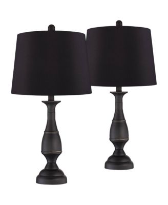 Ben Rustic Farmhouse Table Lamps 25" High Set of 2 Dark Bronze Faux Silk Drum Shade for Bedroom Living Room Bedside Office