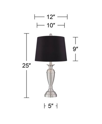 Blair Traditional Table Lamps 25 High Set of 2 Brushed Nickel Faux Silk Drum Shade for Bedroom Living Room Bedside Office House