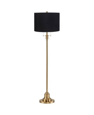 Dyna Traditional 58" Tall Standing Floor Lamp Skinny Pole Pull Chain Gold Antique Brass Finish Drum Shade