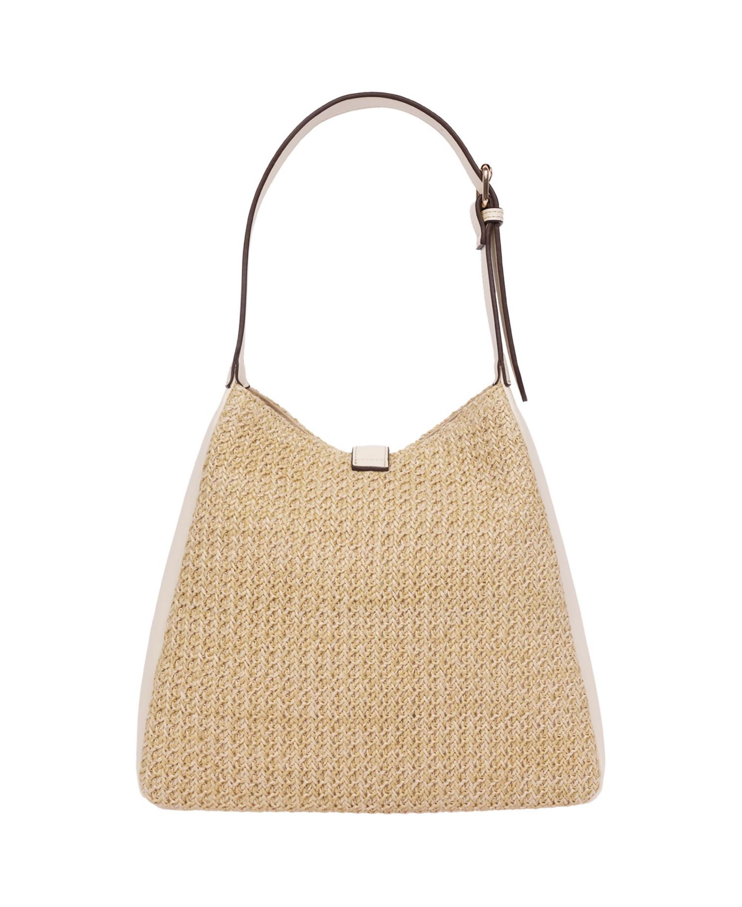 Logo Tab Raffia Hobo Bag - Woven Straw Shoulder Bag with Pineapple Accent
