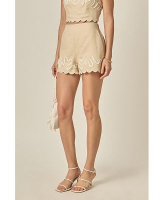 Women's Wavy Embroidered Shorts