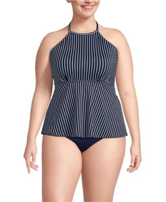 Plus Size Flutter High Neck Halter Tankini Top