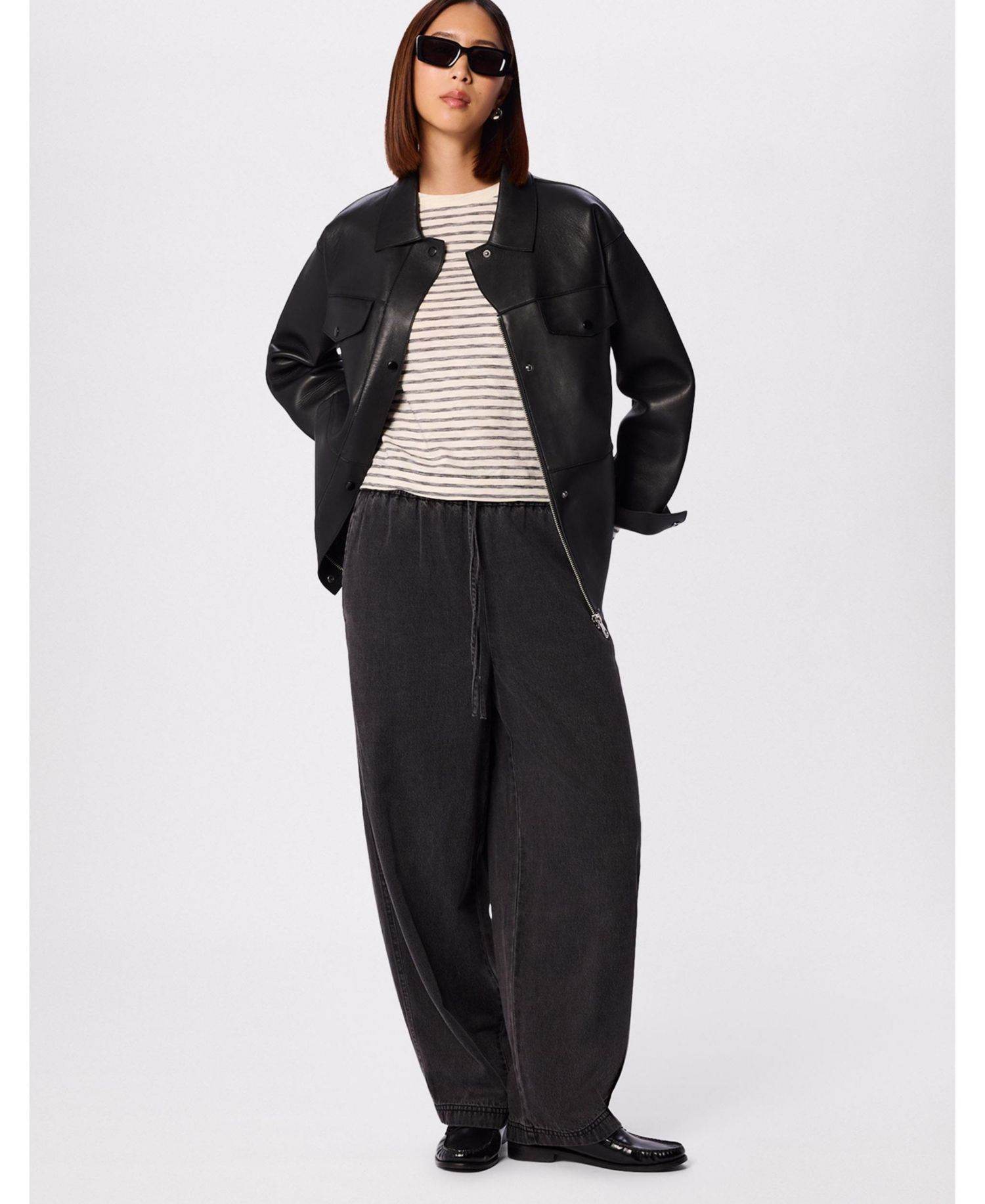 Women's Stripe Crew Neck Pocket Top