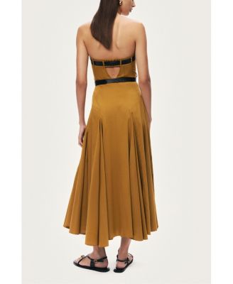 Women's Strapless Double Belted Midi Dress