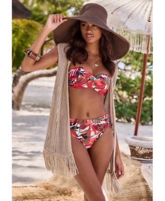 Women's Tropical Mid Rise Bikini Swimsuit Bottom