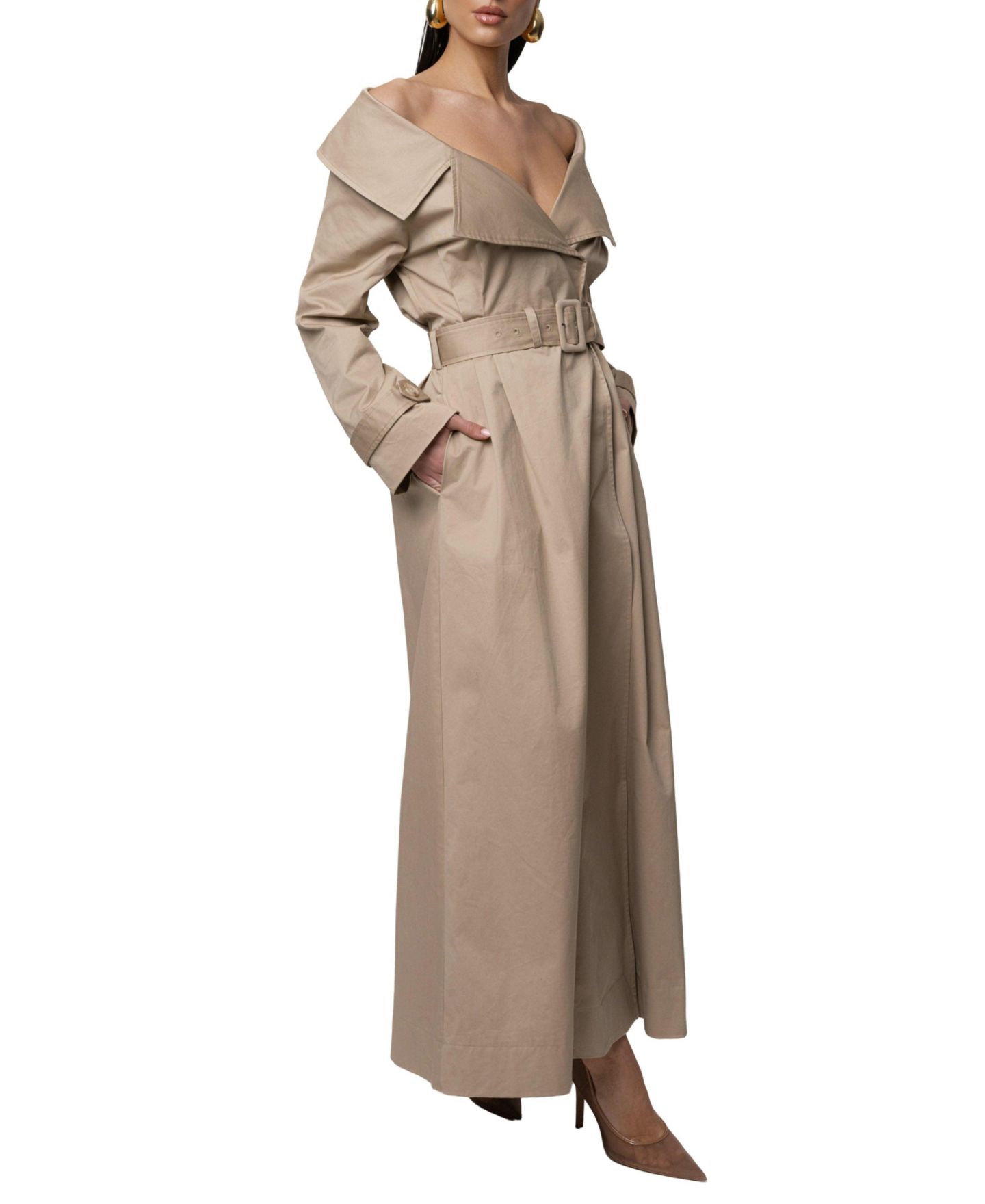 Женское пальто JLUXLABEL Soft Authority Trench, цвет: Серо-бежевый — фото 5